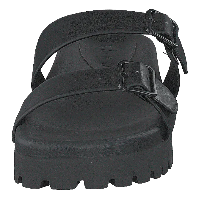 Chunky Double Buckle Sandals Black