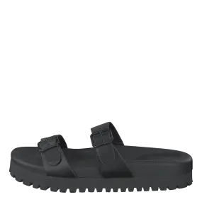 Chunky Double Buckle Sandals Black