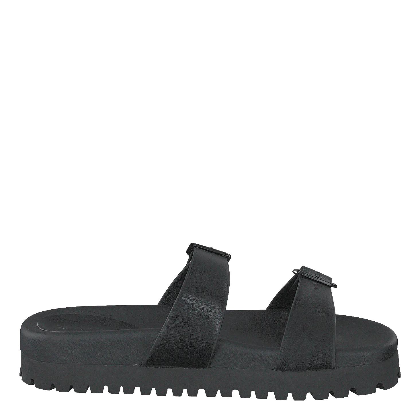 Chunky Double Buckle Sandals Black