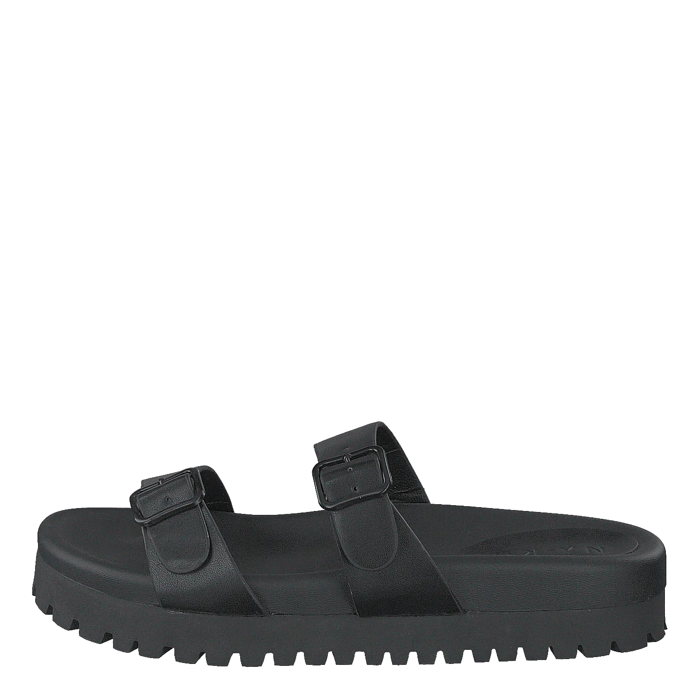 Chunky Double Buckle Sandals Black