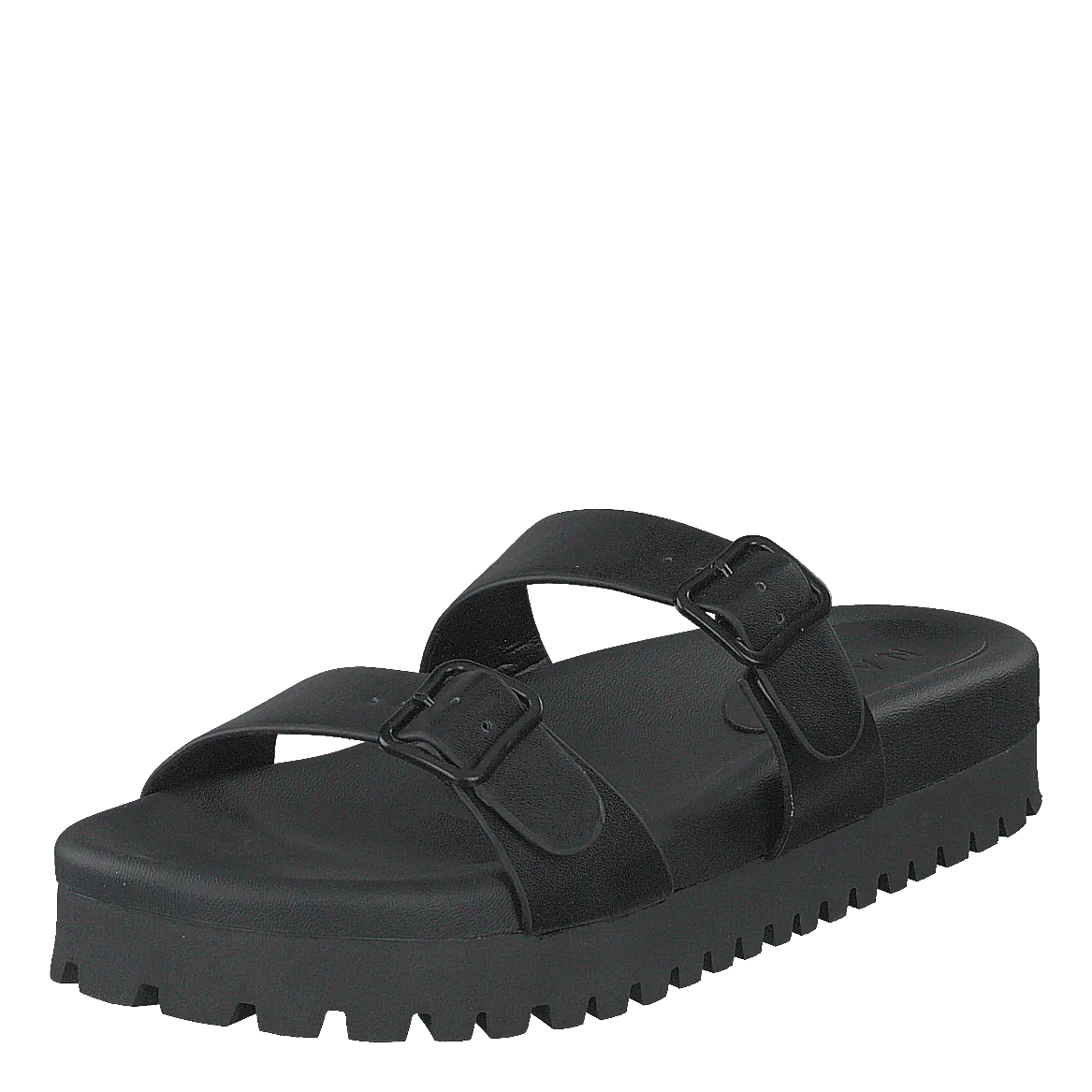 Chunky Double Buckle Sandals Black
