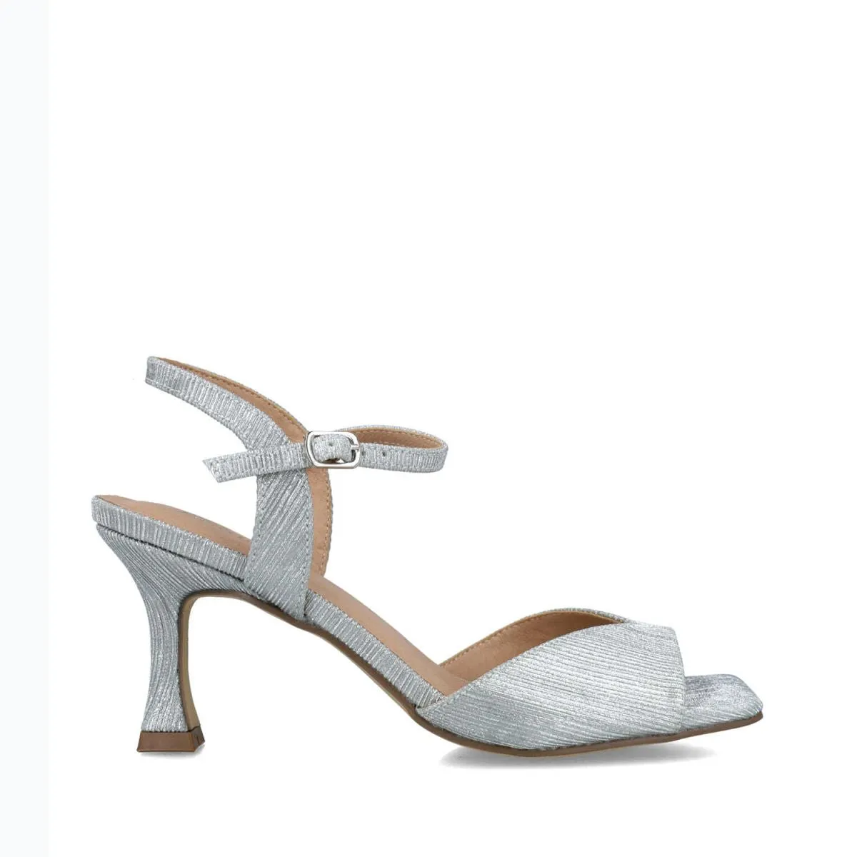 City Chic Mid-Heel Square Toe Silver Sandals