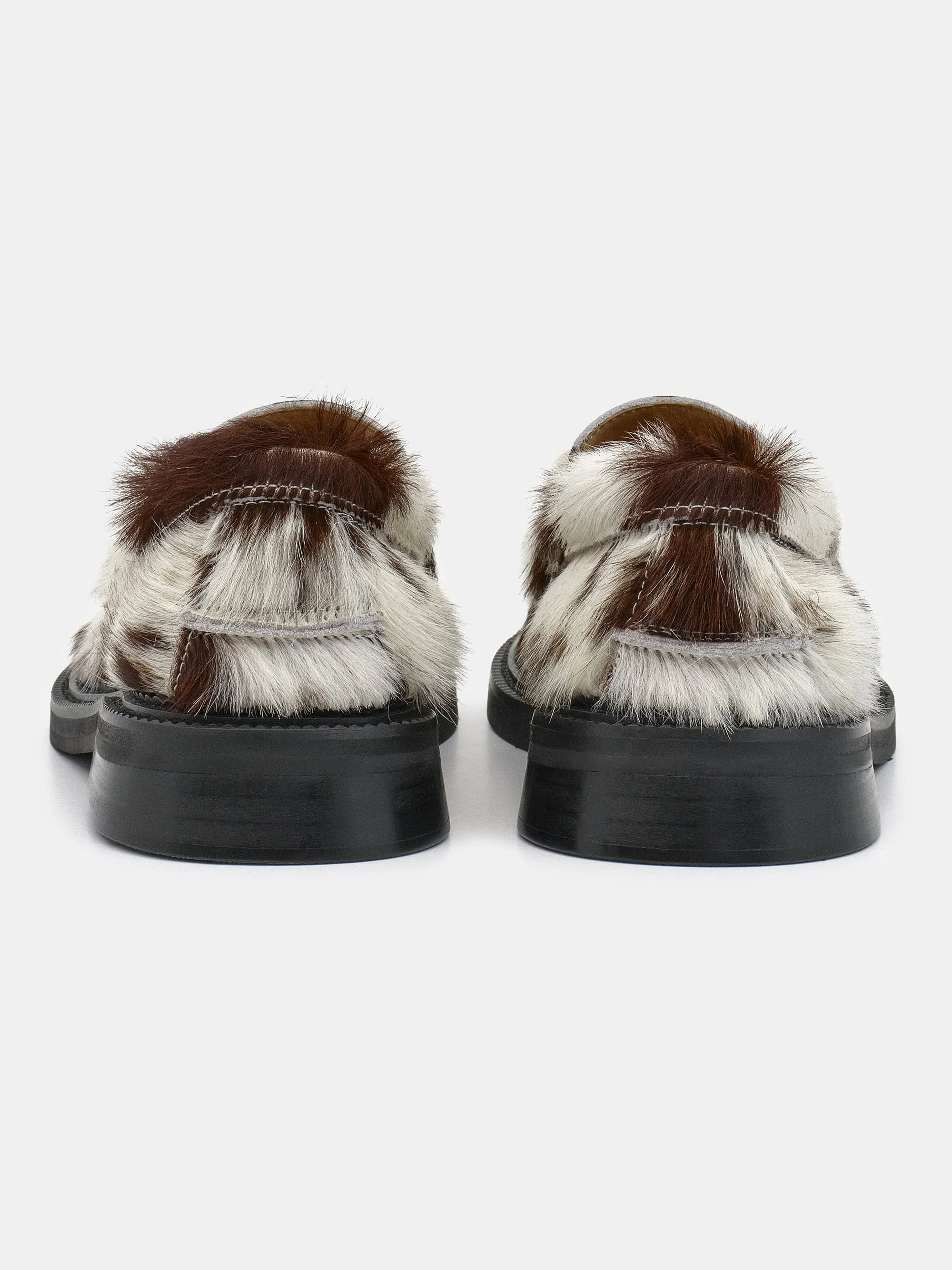 Cow Print Fur Loafers, Multicolored