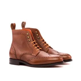 DapperFam Valiant in Med Brown Men's Italian Full Grain Leather Military Brogue