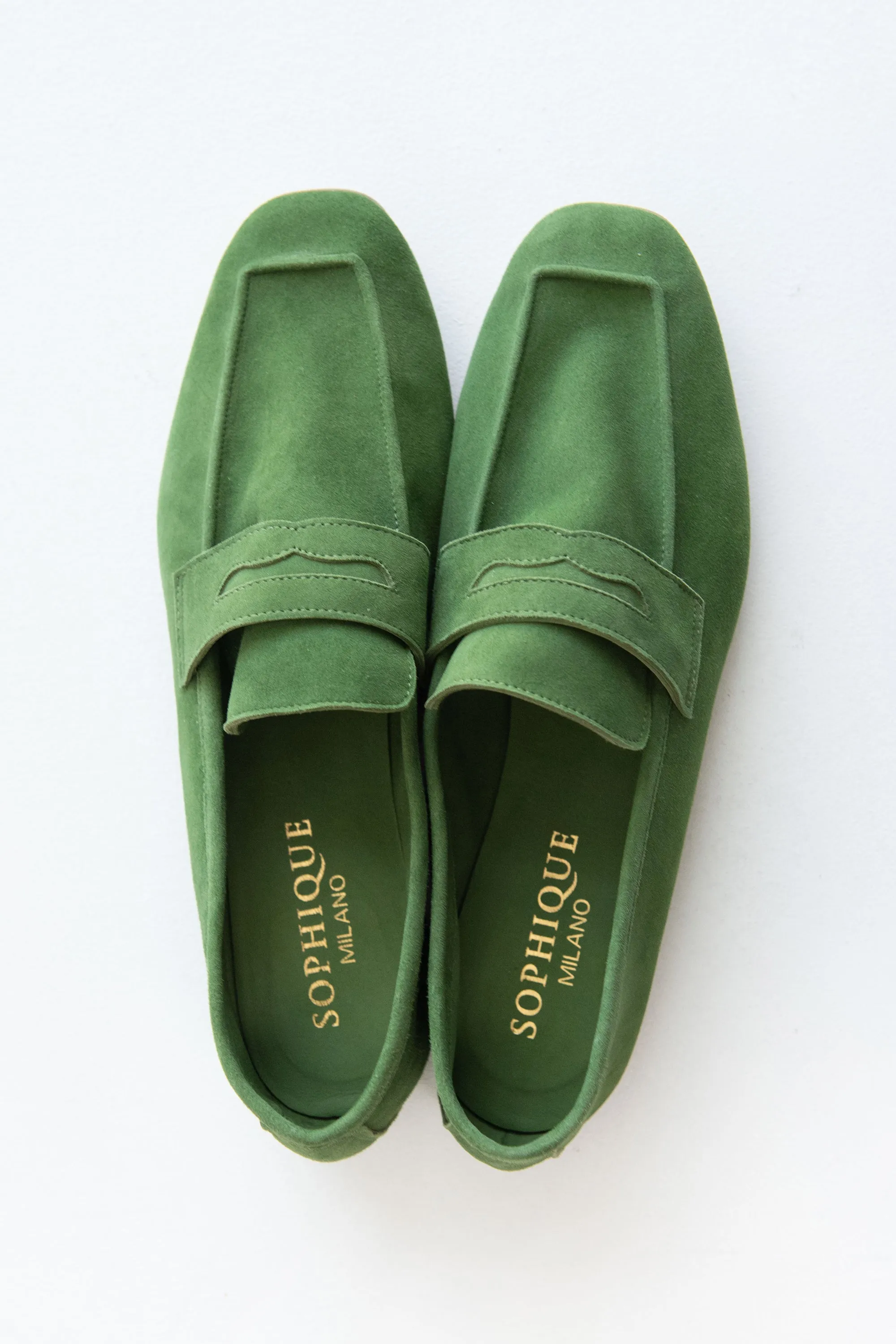 Essenziale Classic Suede Loafer, Dark Green