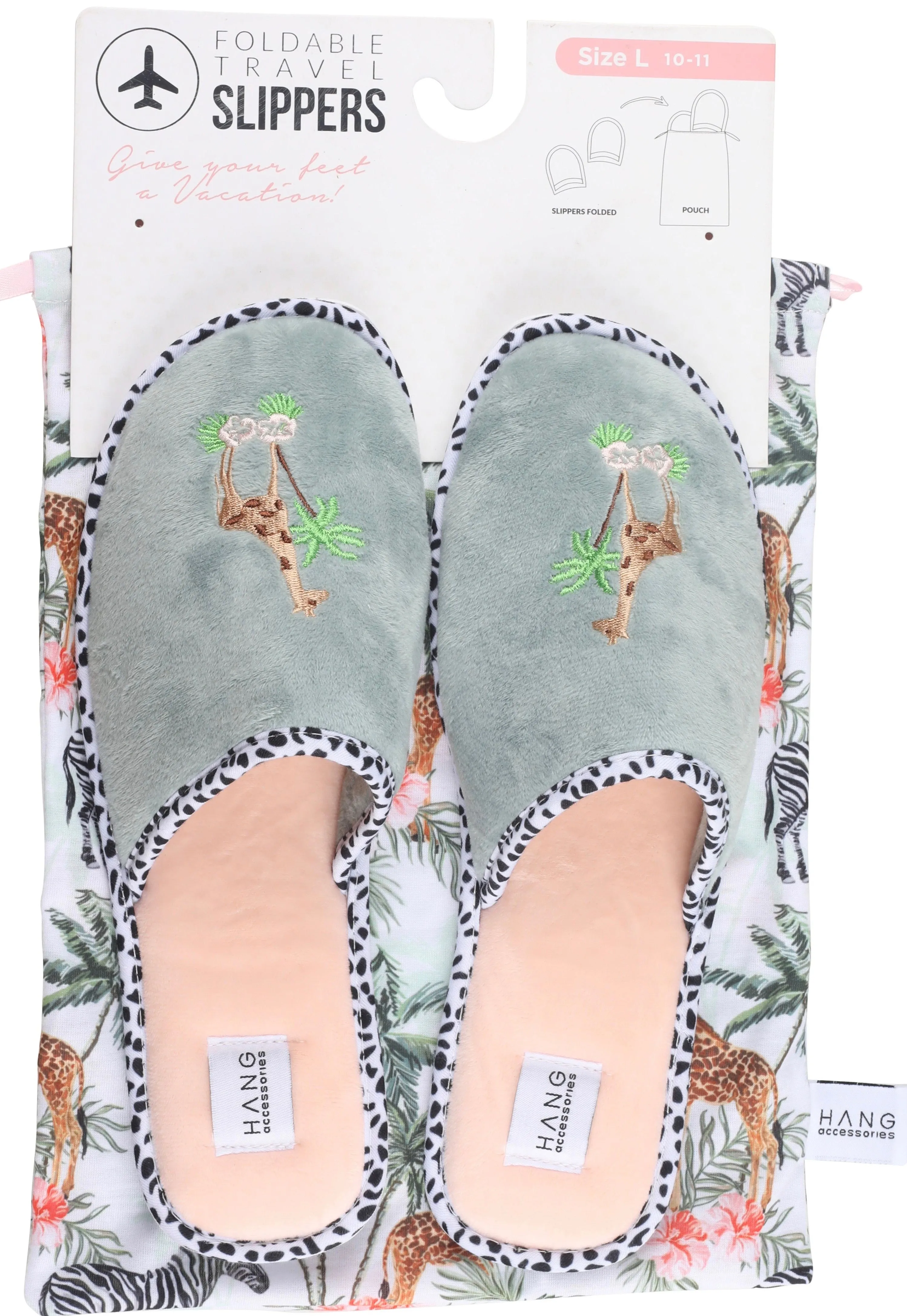 Foldable Travel Slippers Giraffe