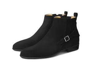 Hopper Buckle Boot in Black Shield Suede