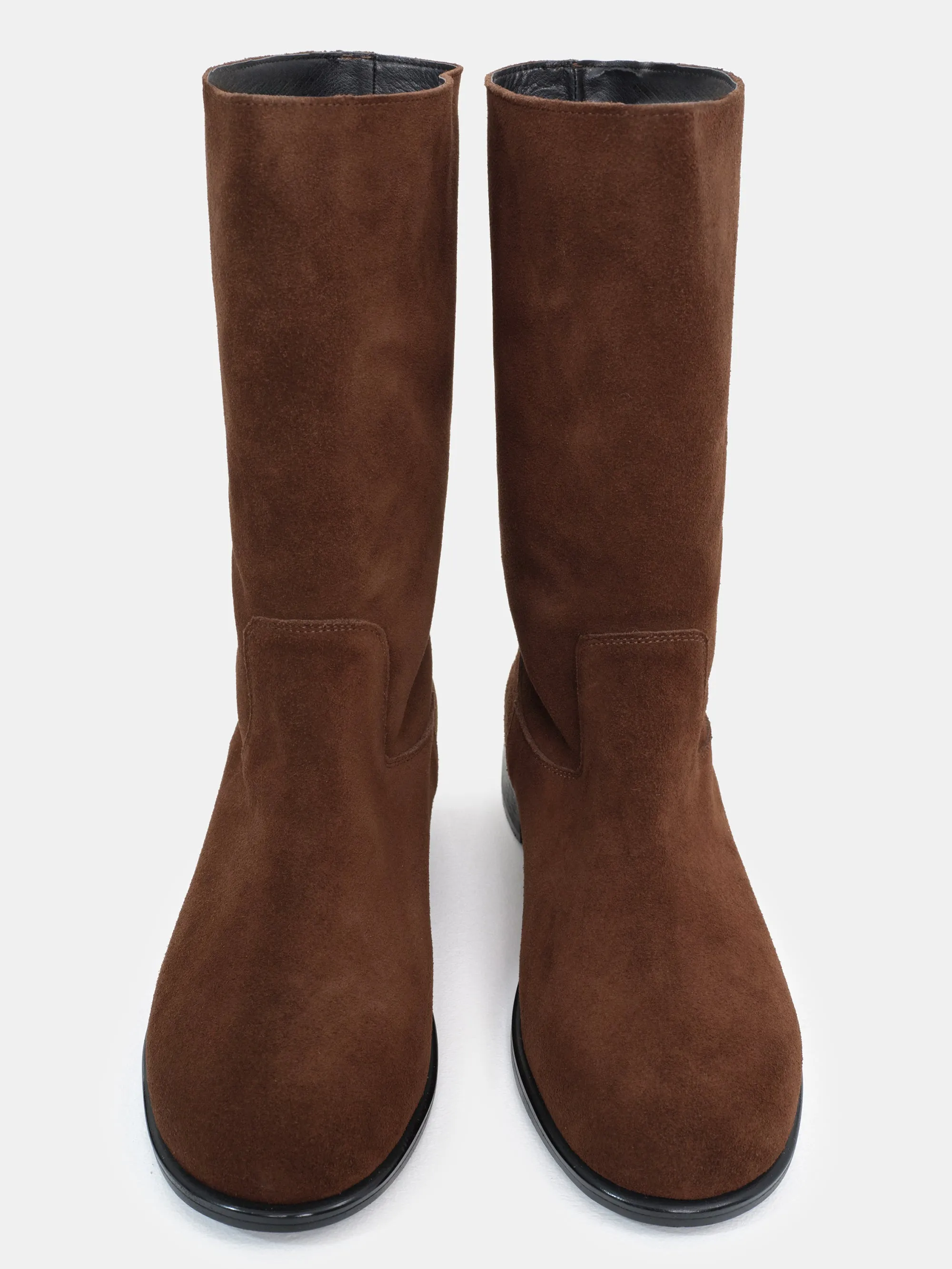 Mid-Calf Suede Boots, Pecan