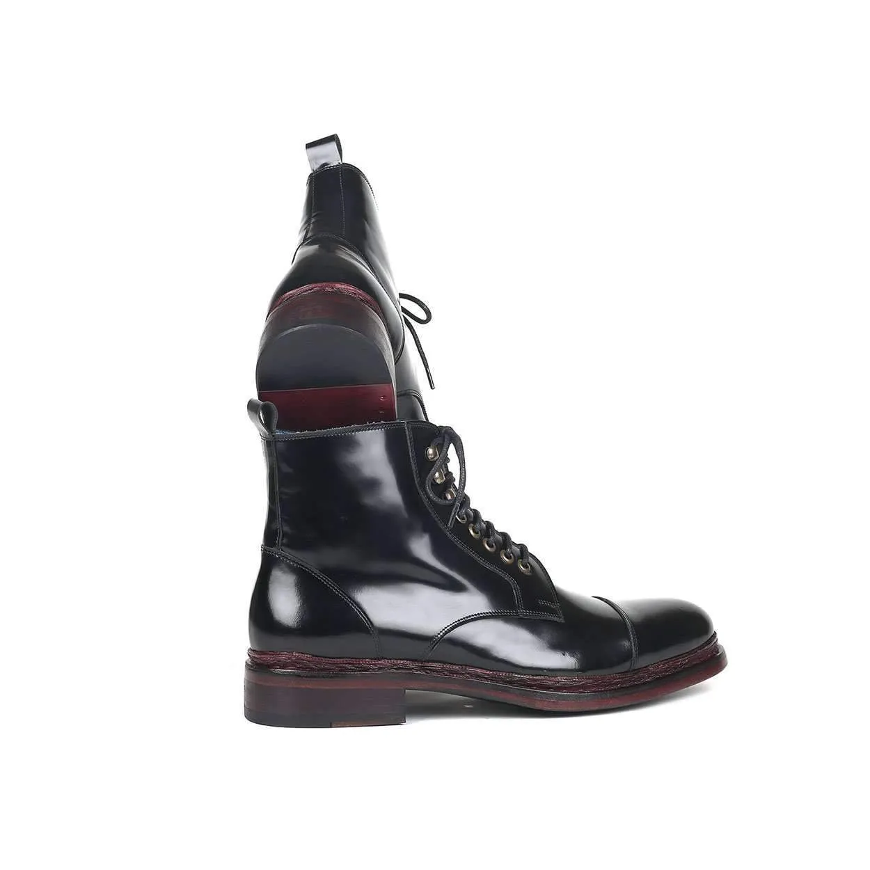 Paul Parkman Men's Black Polished Calf-Skin Leather Boots 5075-BLK (PM6145)