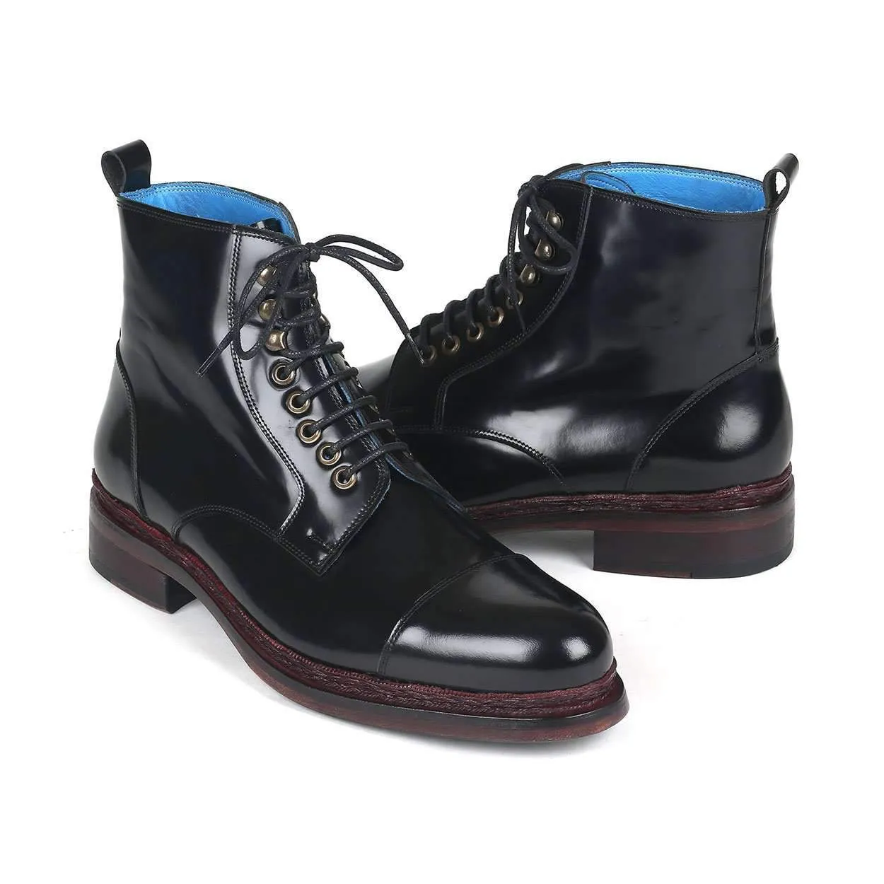 Paul Parkman Men's Black Polished Calf-Skin Leather Boots 5075-BLK (PM6145)