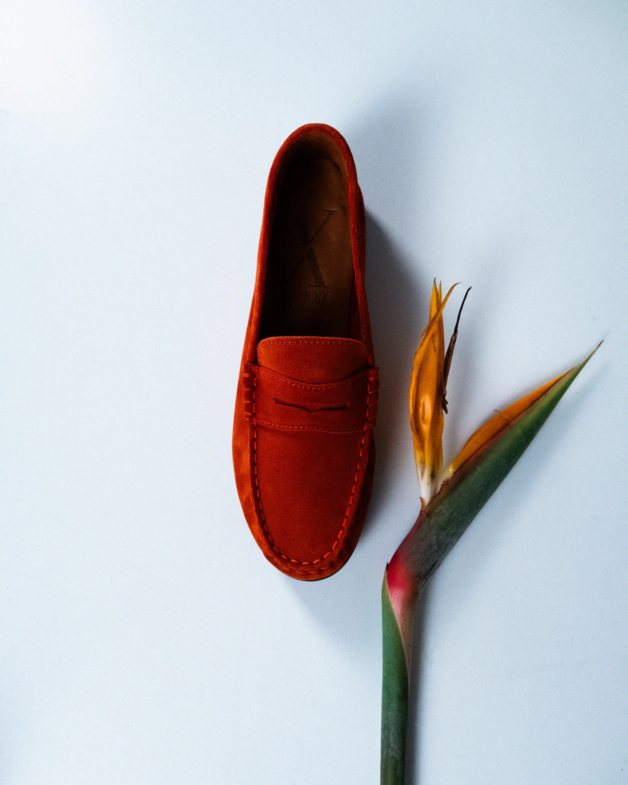 Penny Loafer Suede Tangerine