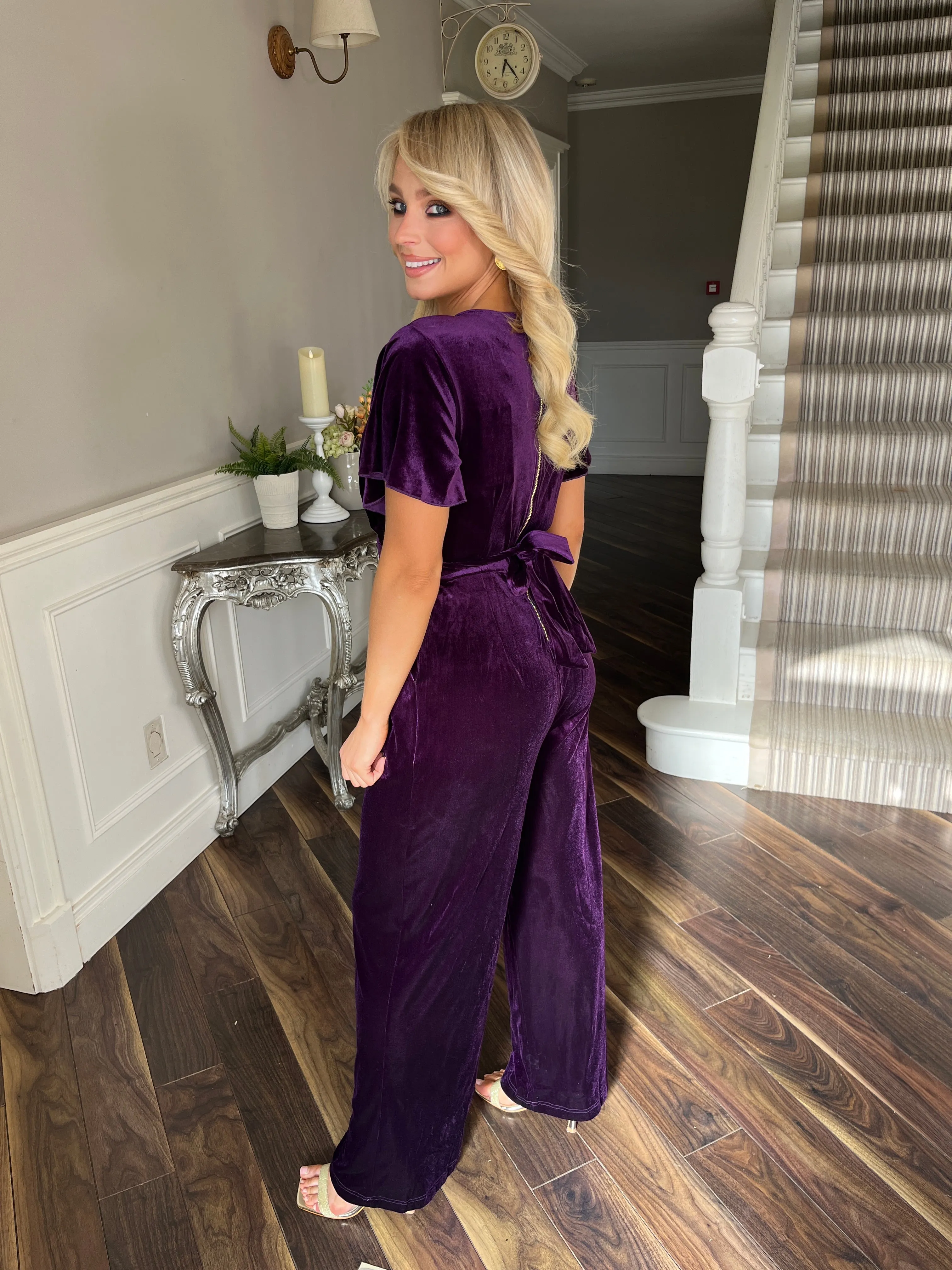 Purple Velvet Jumpsuit