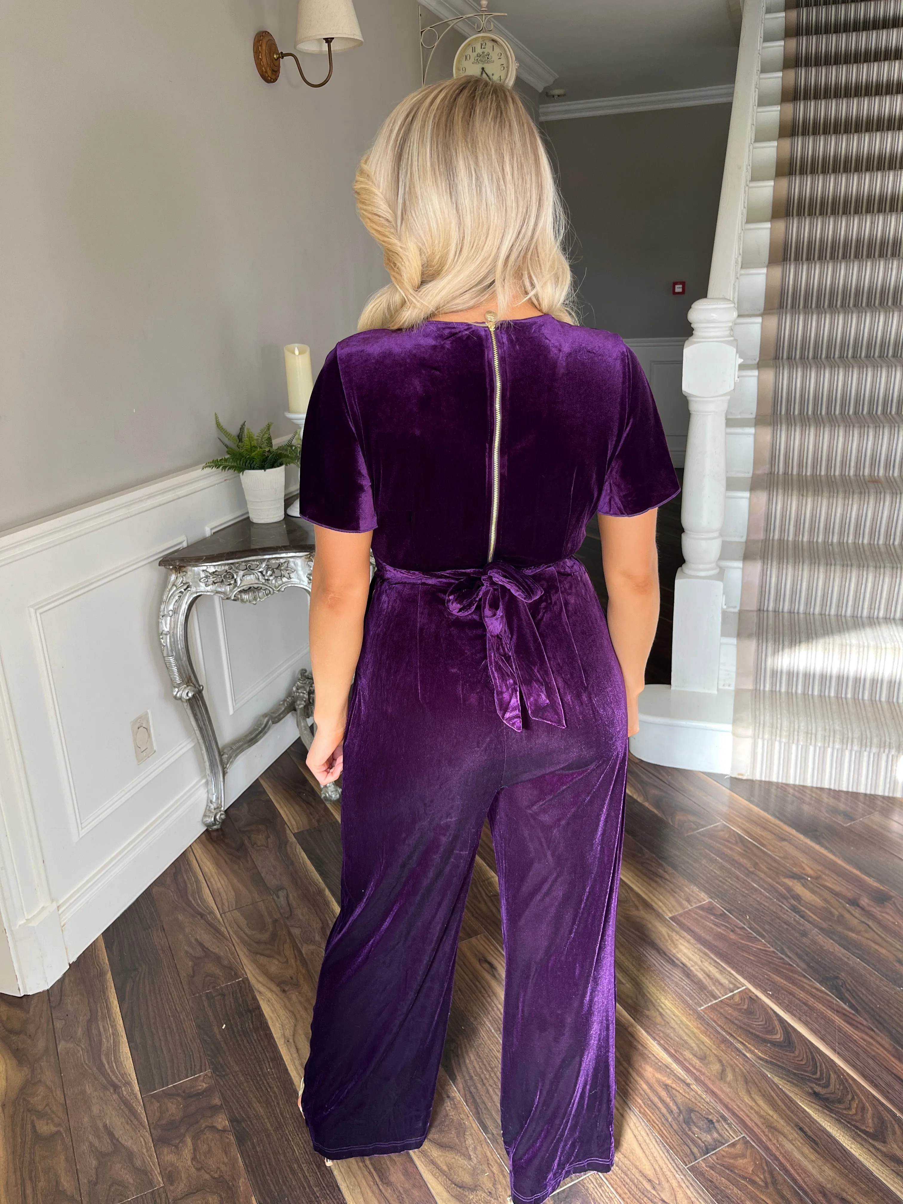 Purple Velvet Jumpsuit