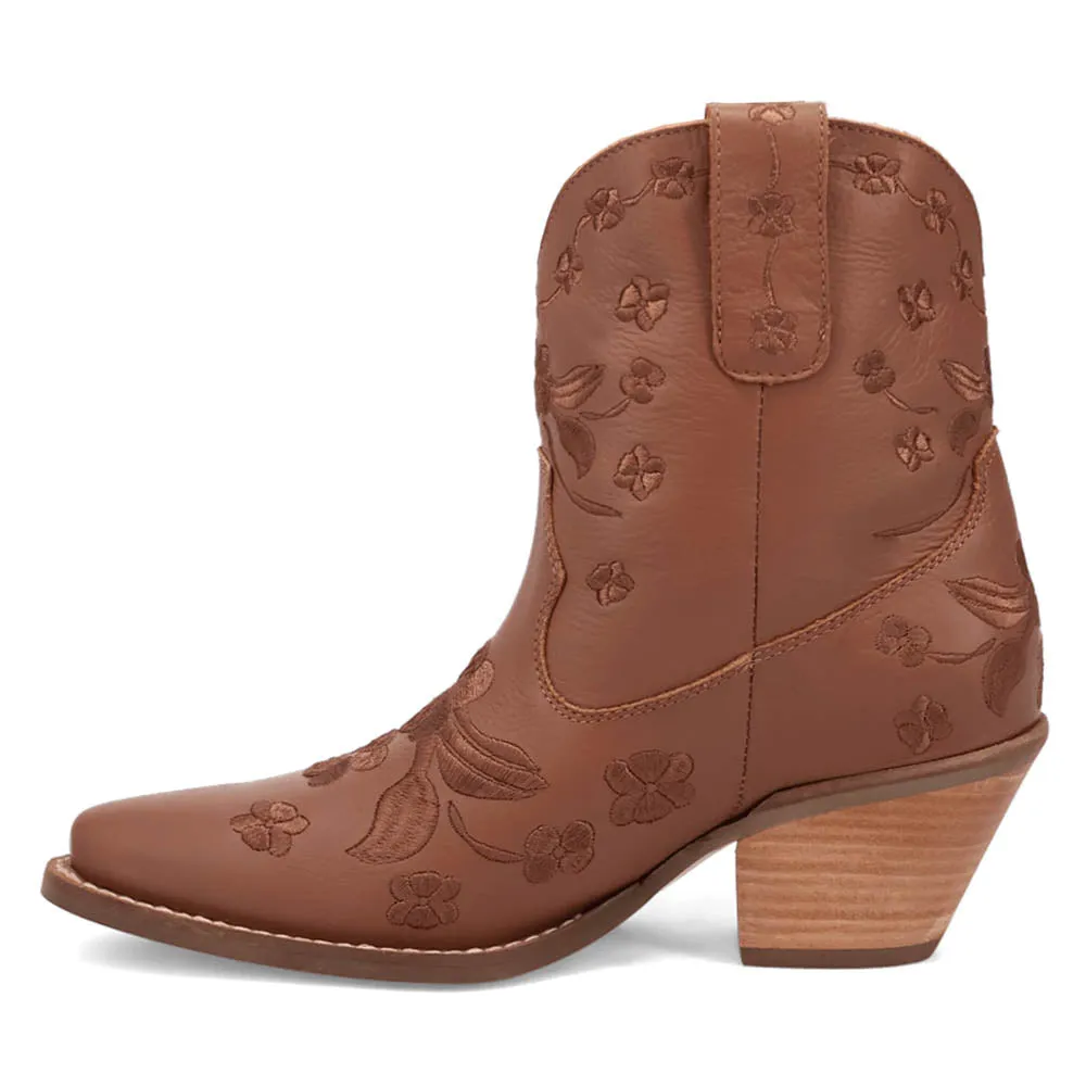 Sweetheart Floral Embroidered Snip Toe Pull On Cowboy Booties
