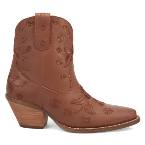 Sweetheart Floral Embroidered Snip Toe Pull On Cowboy Booties