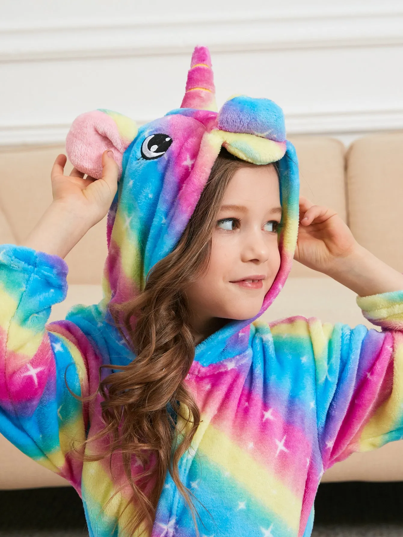 Unicorn Girls Robes Pajamas Rainbow Galaxy Soft Hooded Bathrobe Sleepwear Matching Slippers For Girls - Doctor Unicorn