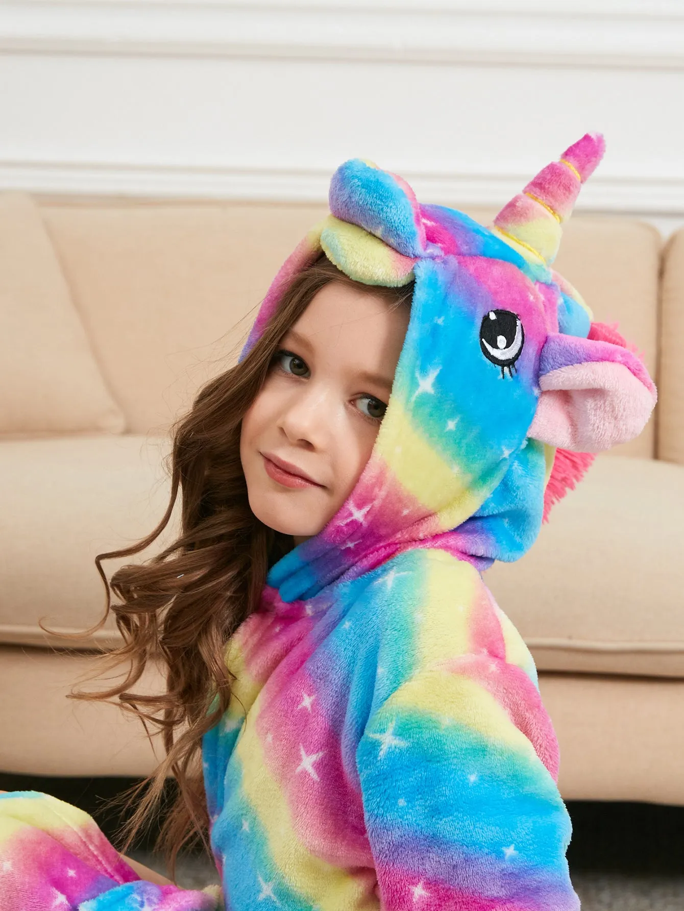 Unicorn Girls Robes Pajamas Rainbow Galaxy Soft Hooded Bathrobe Sleepwear Matching Slippers For Girls - Doctor Unicorn