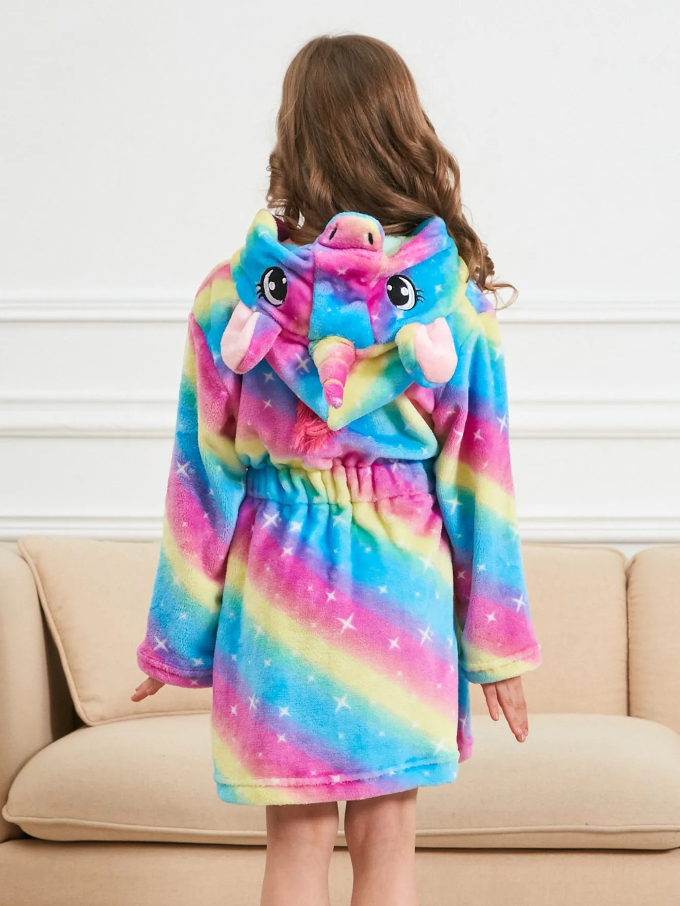 Unicorn Girls Robes Pajamas Rainbow Galaxy Soft Hooded Bathrobe Sleepwear Matching Slippers For Girls - Doctor Unicorn