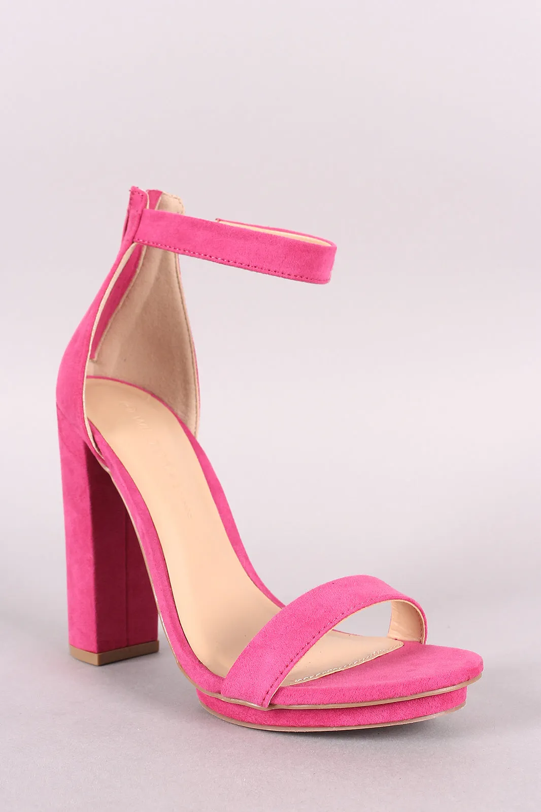 Wild Diva Lounge Suede Open Toe Chunky Platform Heel
