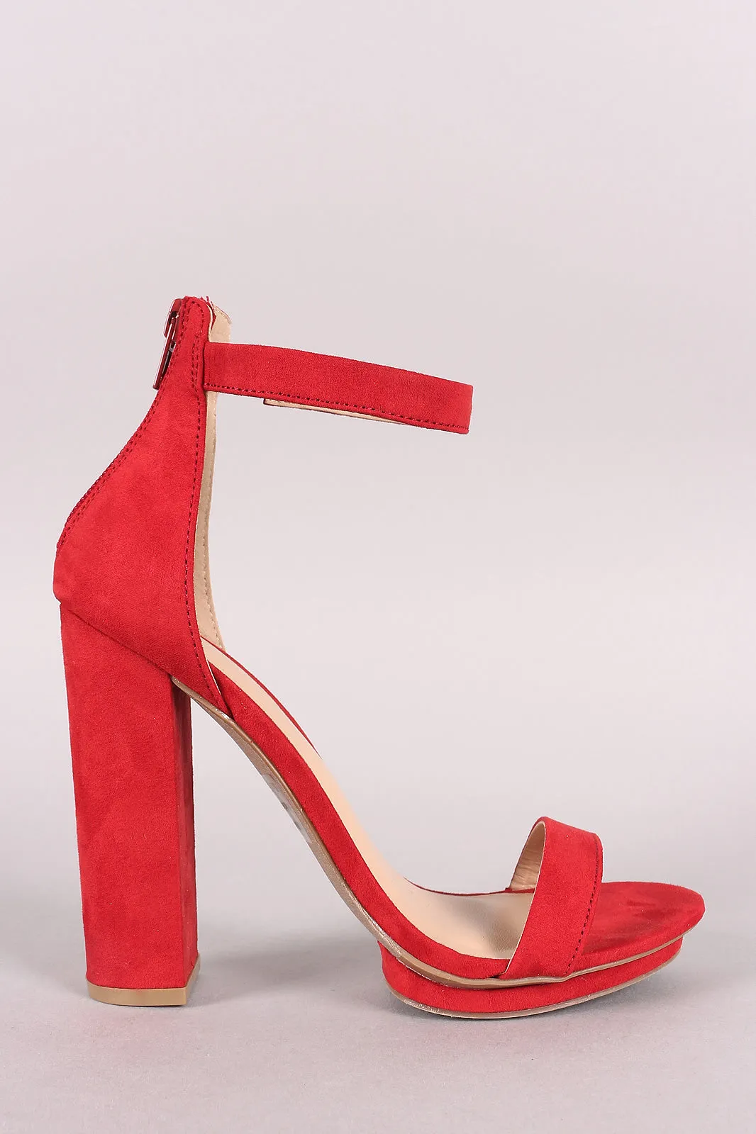 Wild Diva Lounge Suede Open Toe Chunky Platform Heel