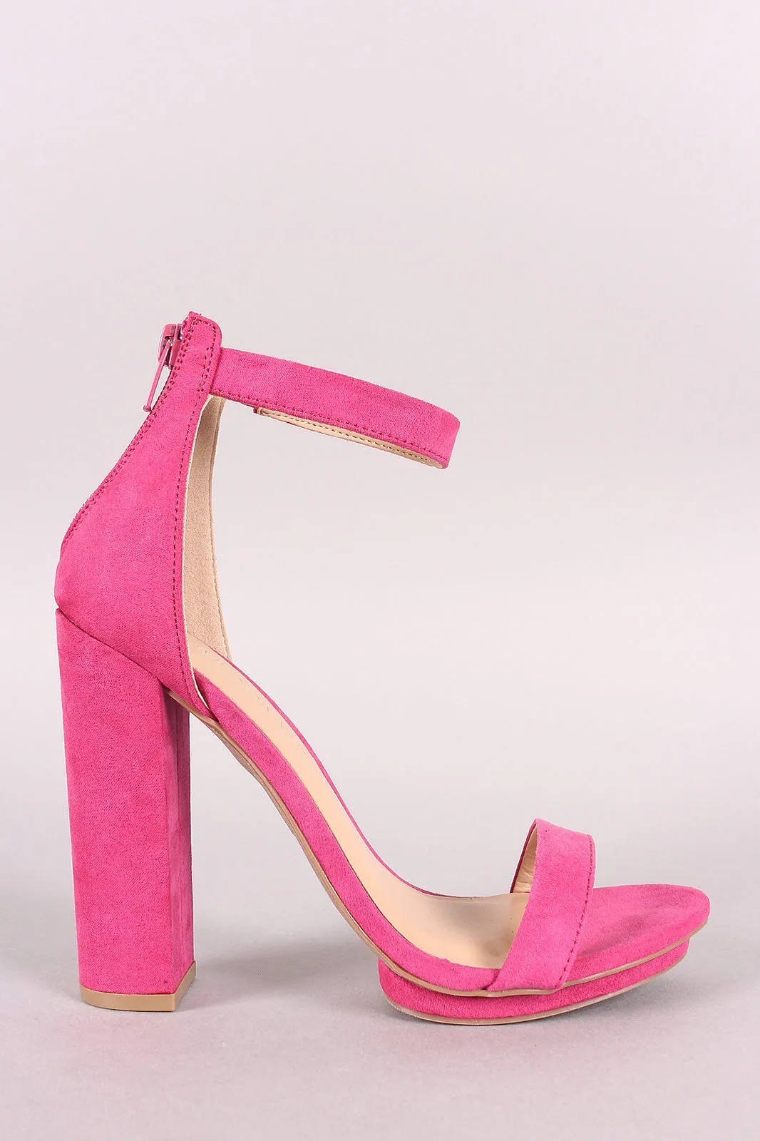 Wild Diva Lounge Suede Open Toe Chunky Platform Heel