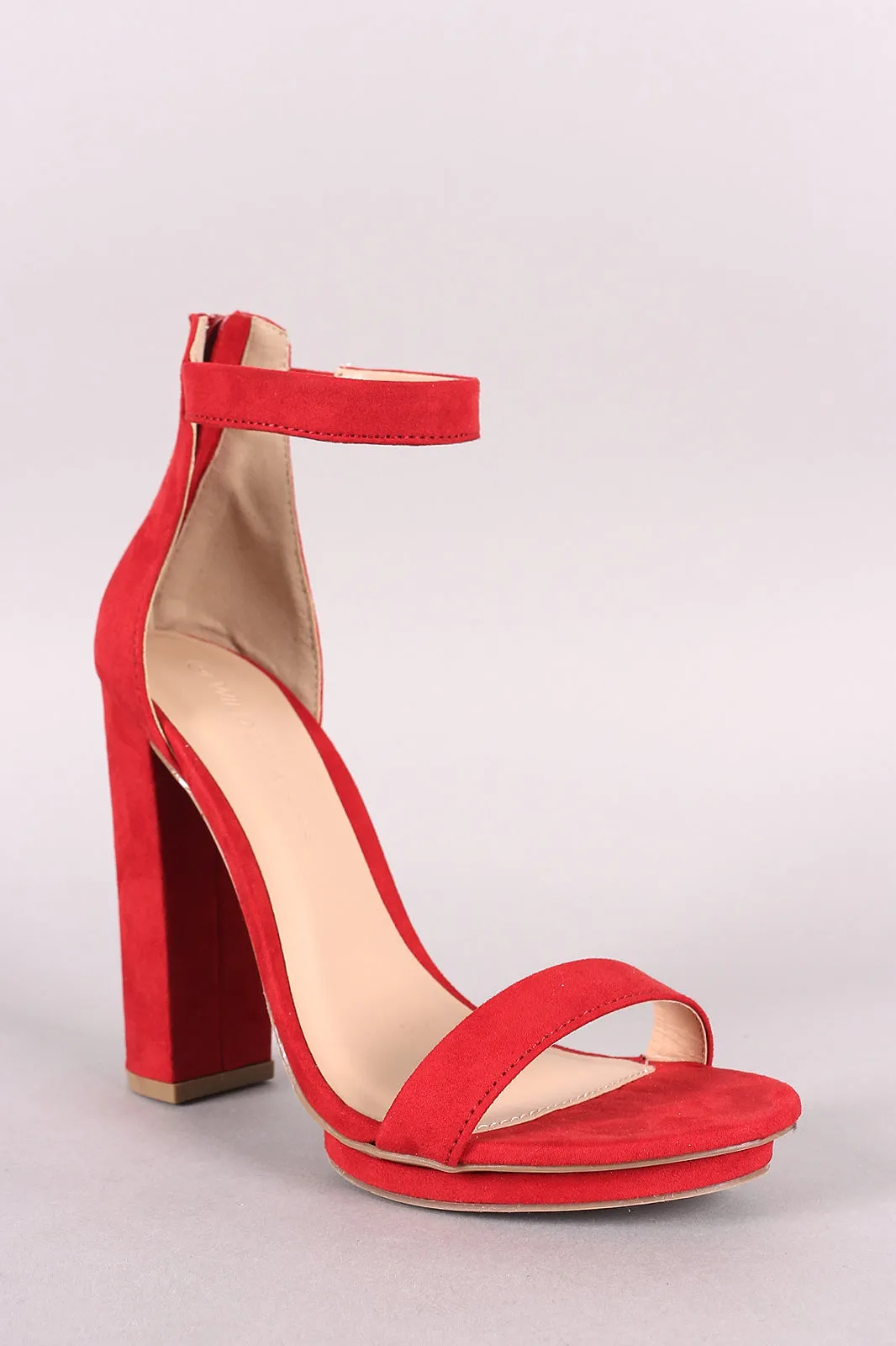 Wild Diva Lounge Suede Open Toe Chunky Platform Heel
