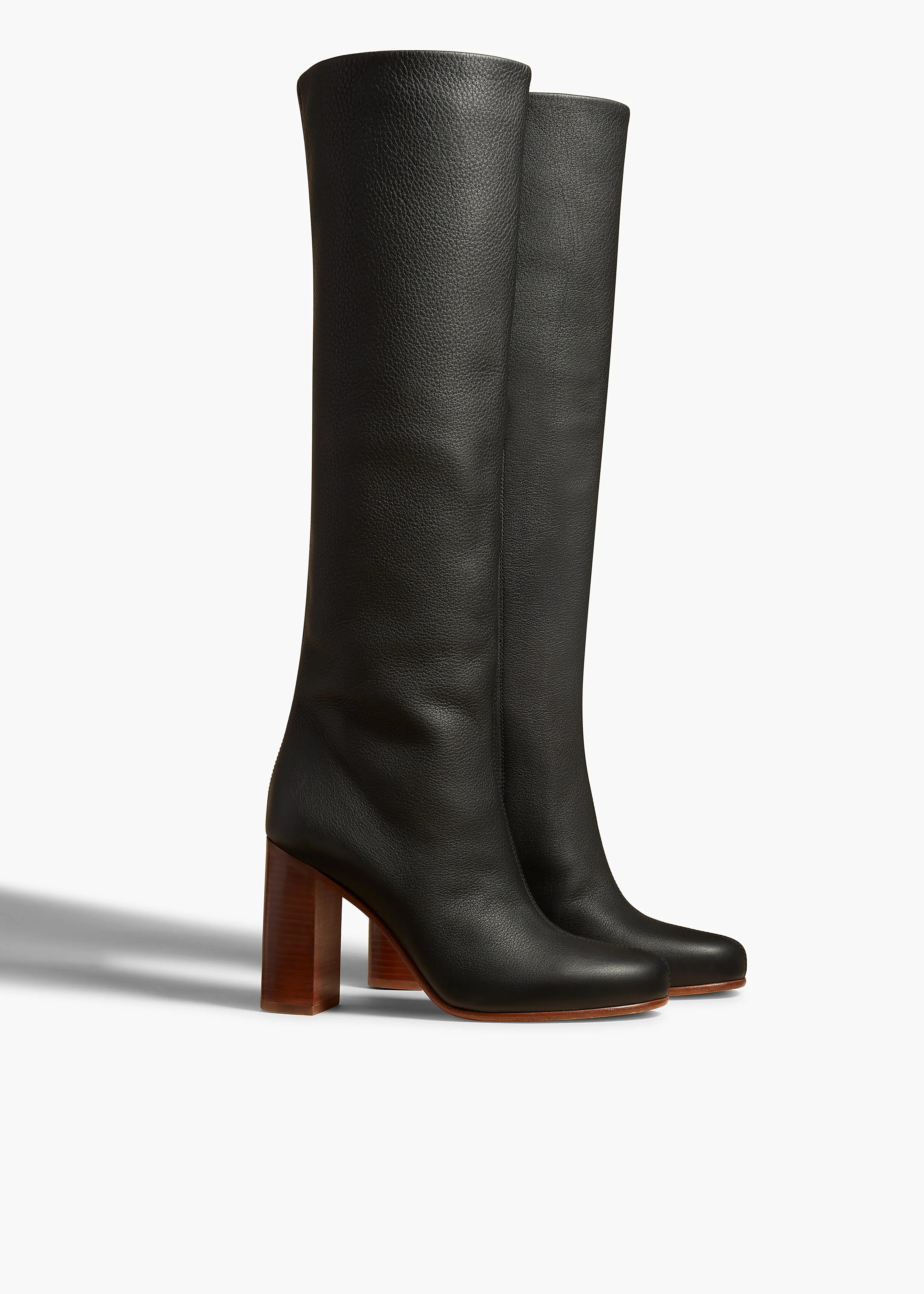 Willow Knee-High Boot in Black Pebbled Leather
